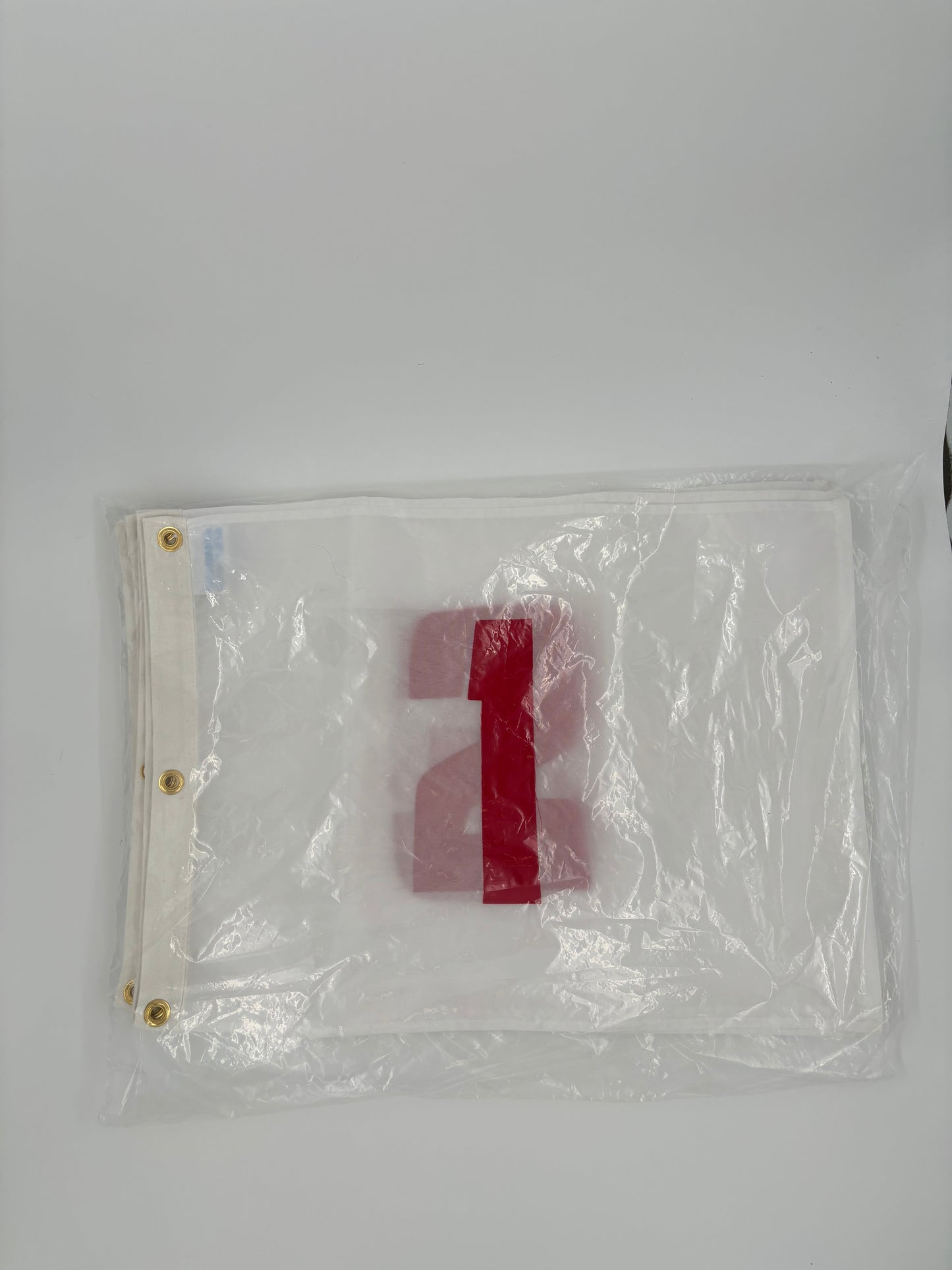 005 - White Tie on With Red Numbers