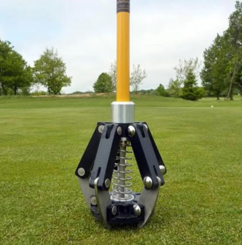 Close up of the five stainless steel tines on the BMS Pitchmark Repair Tool