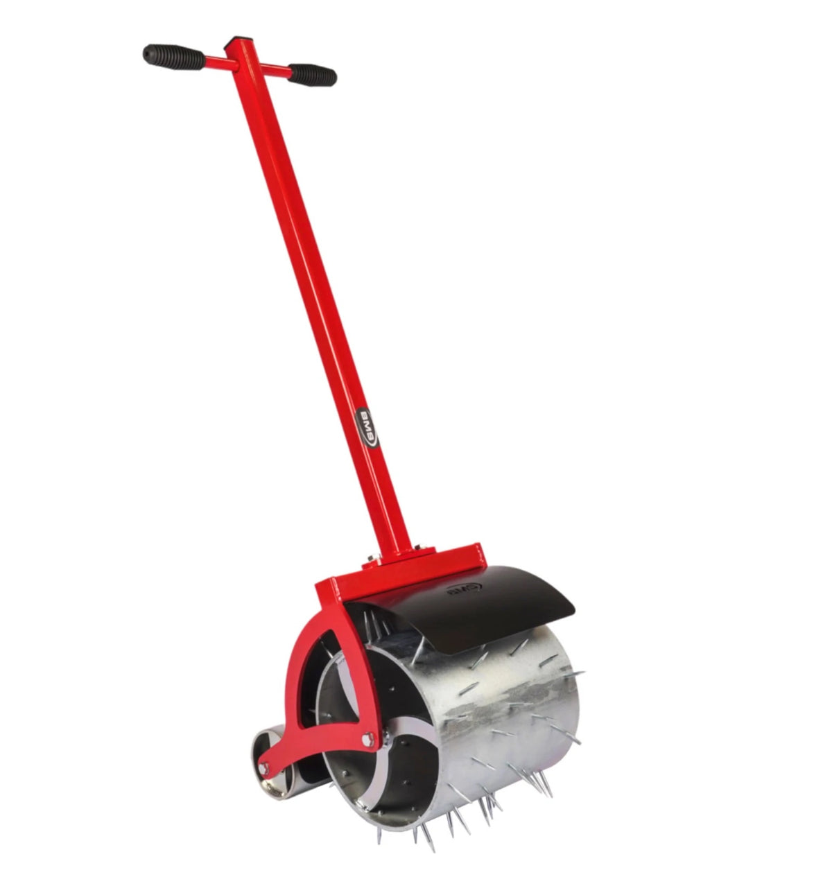 BMS Sarel Spiker Roller with red handle and galvanised steel spiked drum