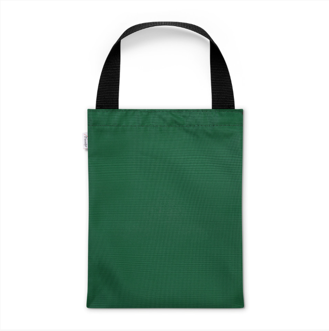 Standard divot bag in dark green with a black webbing handle, on a white background