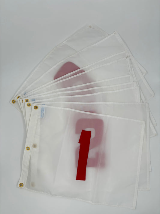 004 - White Flag Red Number