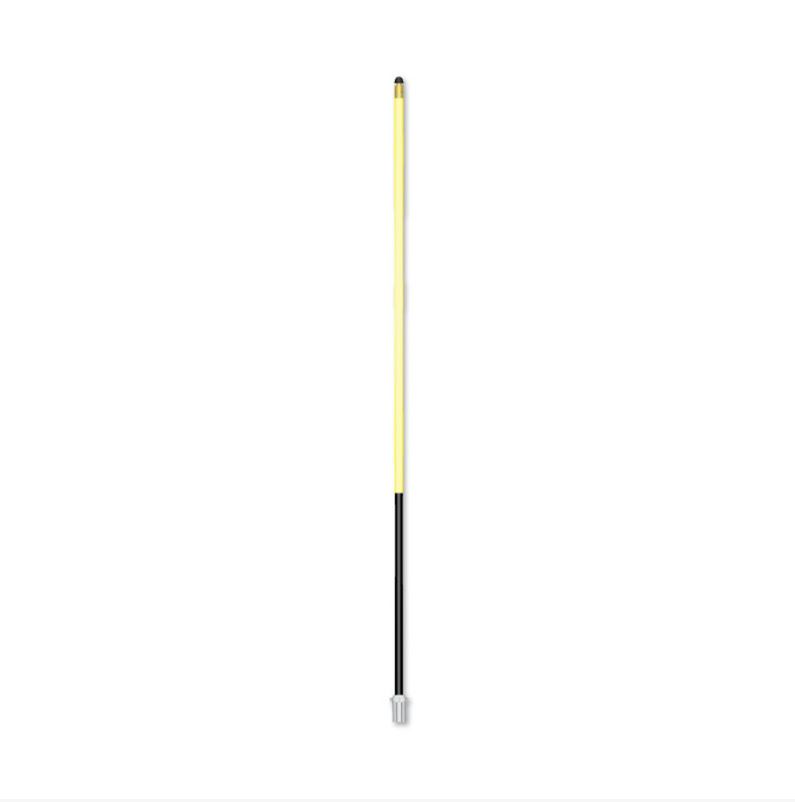 Yellow 5ft chipping green pin with a black base, shown for the UK and US fitment options