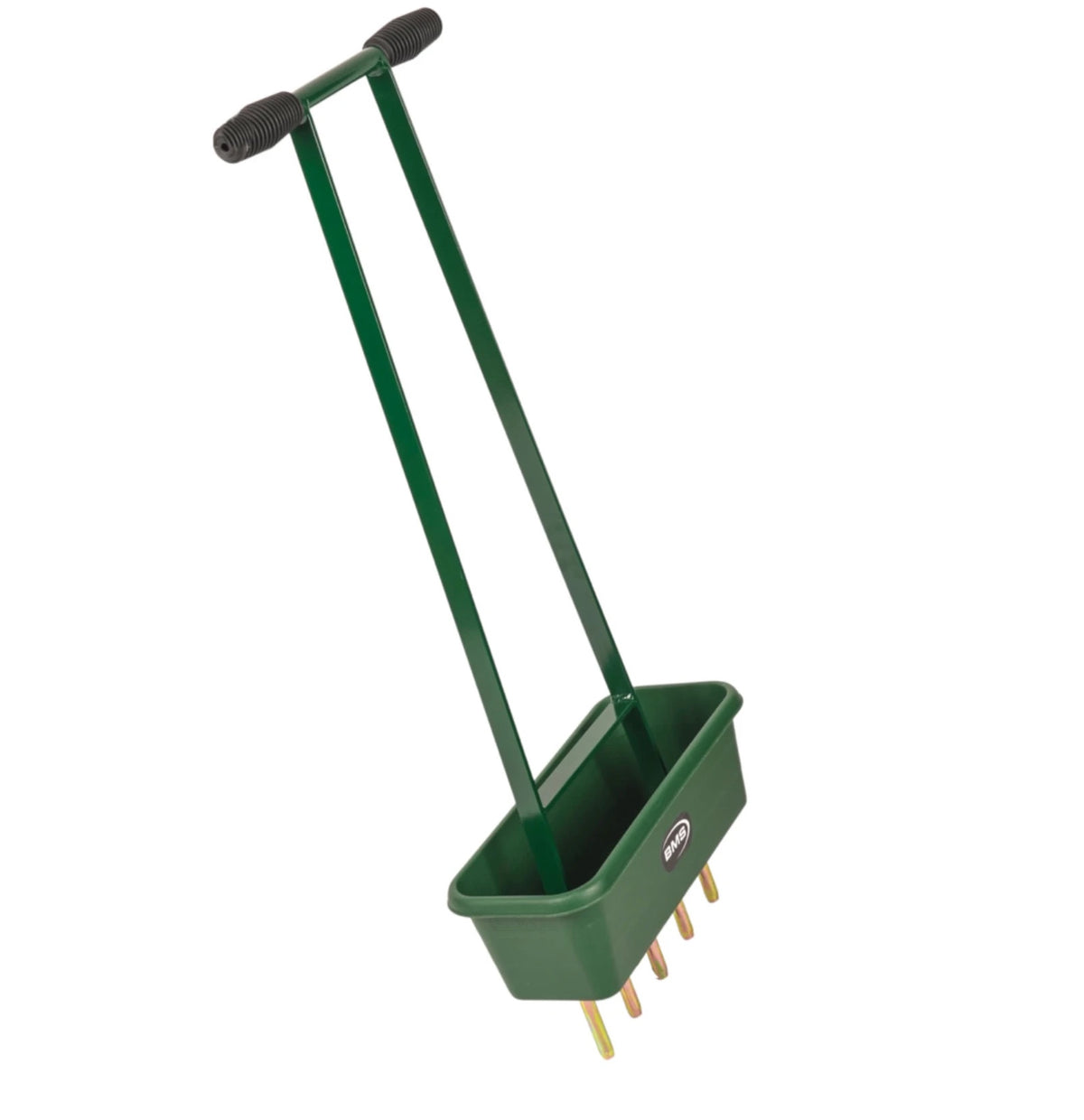 BMS Aeration Corer Collector with five hollow tines and green collection box