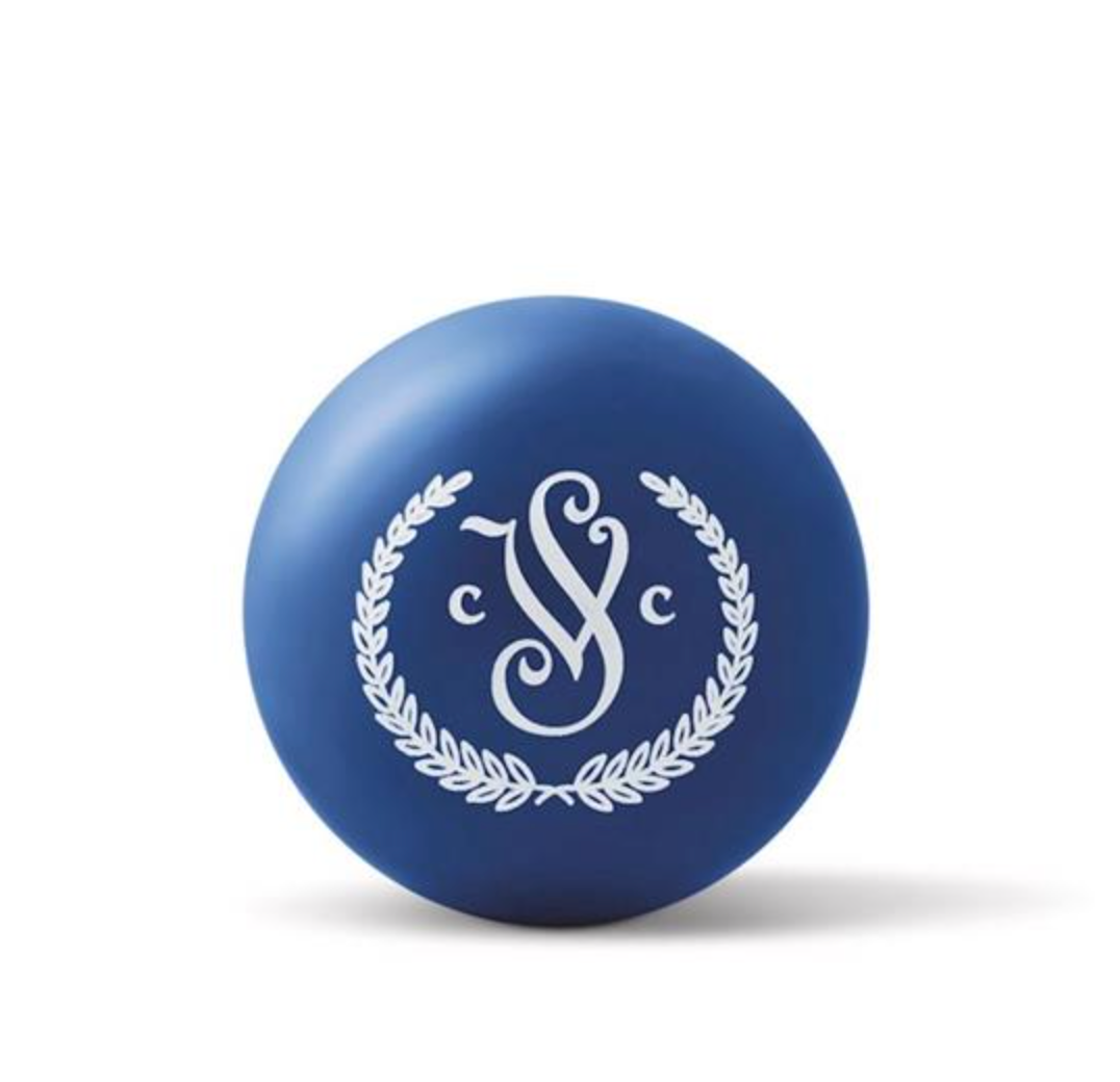 Blue Fore-Ever tee marker with a custom club crest