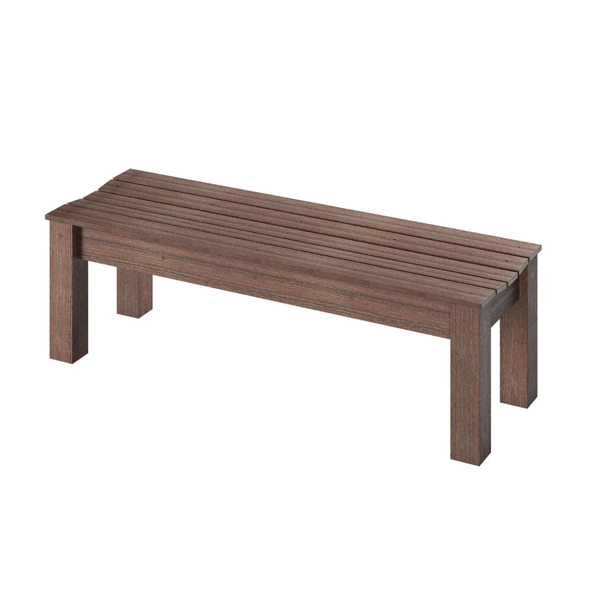 Traditional Luxewood recycled plastic backless bench, walnut wood effect
