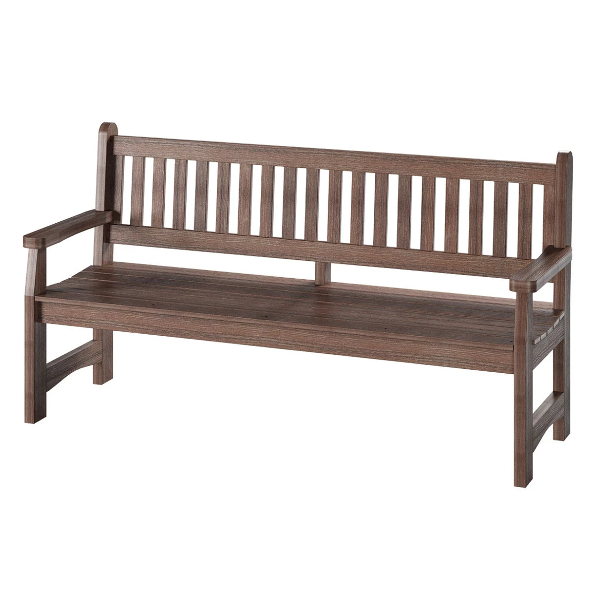 Traditional Luxewood recycled plastic bench, 3/4 seater, walnut wood effect