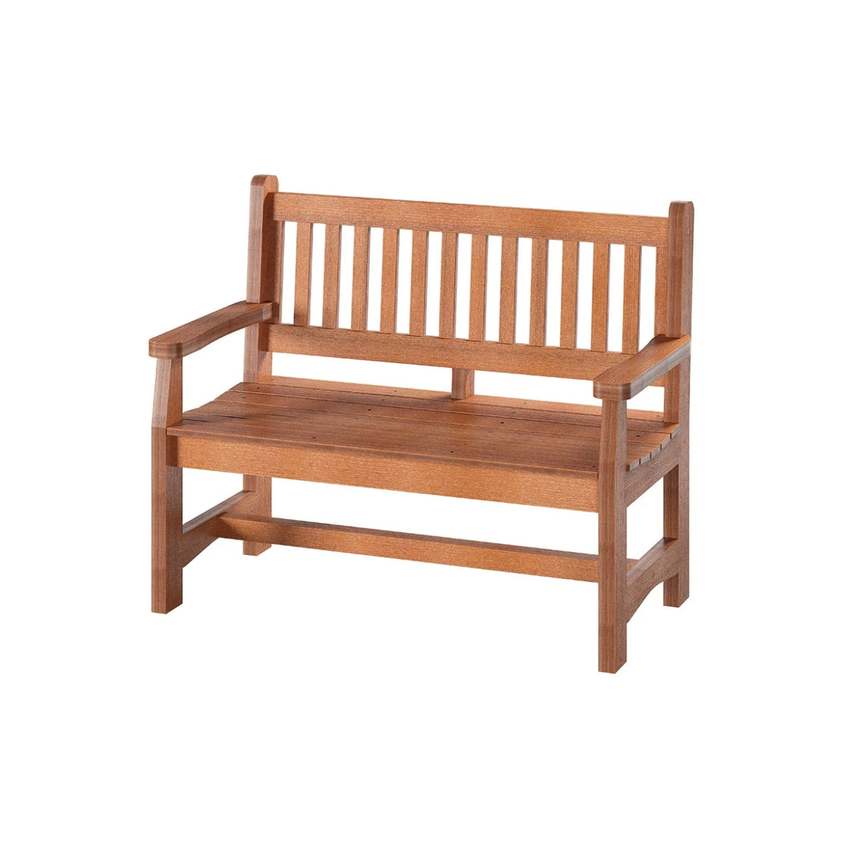 Traditional Luxewood recycled plastic two seater bench, light oak wood effect