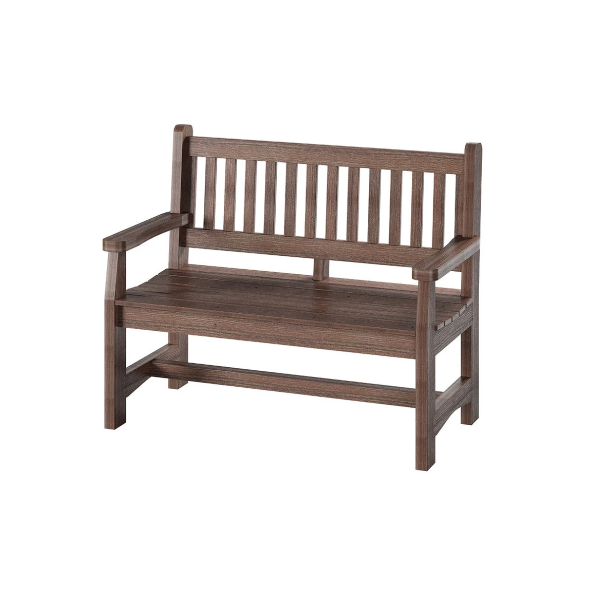 Traditional Luxewood recycled plastic two seater bench, walnut wood effect