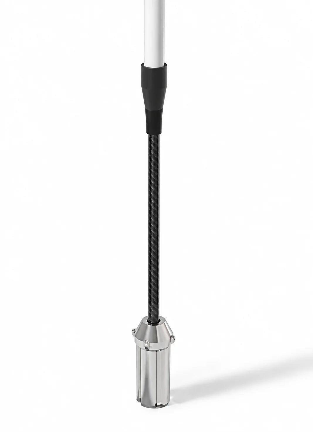 Slim Pin close-up of the carbon-effect black shaft, rubber collar and stainless steel ferrule